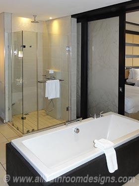 En-suite Master Bathroom sliding door between bedroom and bathroom