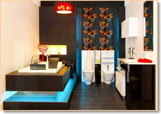 Mood Lighting colored lighting in bathroom